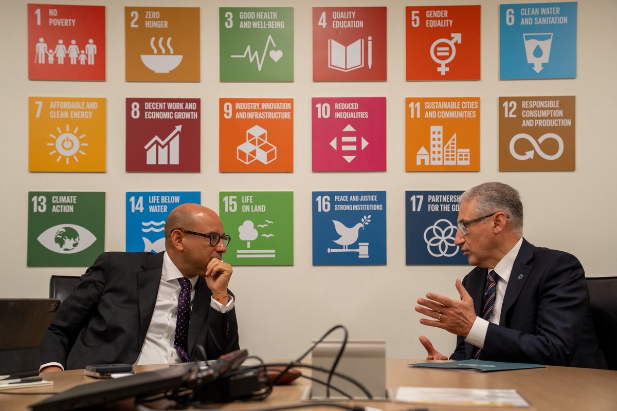 The COP29 President held a valuable bilateral meeting with <a href="/simonstiell/">Simon Stiell</a>, Executive Secretary of <a href="/UNFCCC/">UN Climate Change</a>, to discuss how to make COP30 a success and the delivery of the COP29 and COP30 cross-Presidency mandates this year. #UNGA #UNGA80 #ClimateWeekNYC