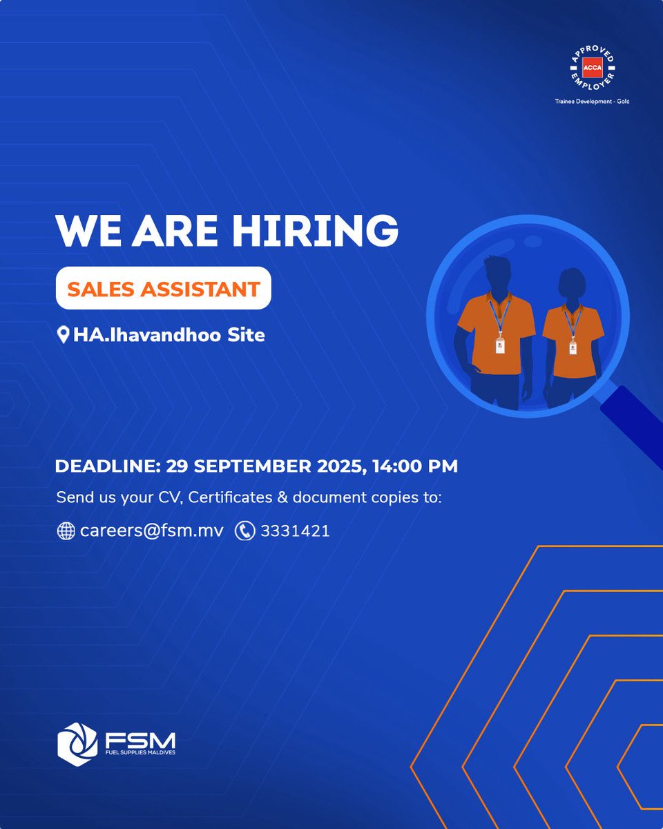 Here’s your chance to be a part of Team FSM!

Please check out the link below for more details!
gazette.gov.mv/iulaan/361129
