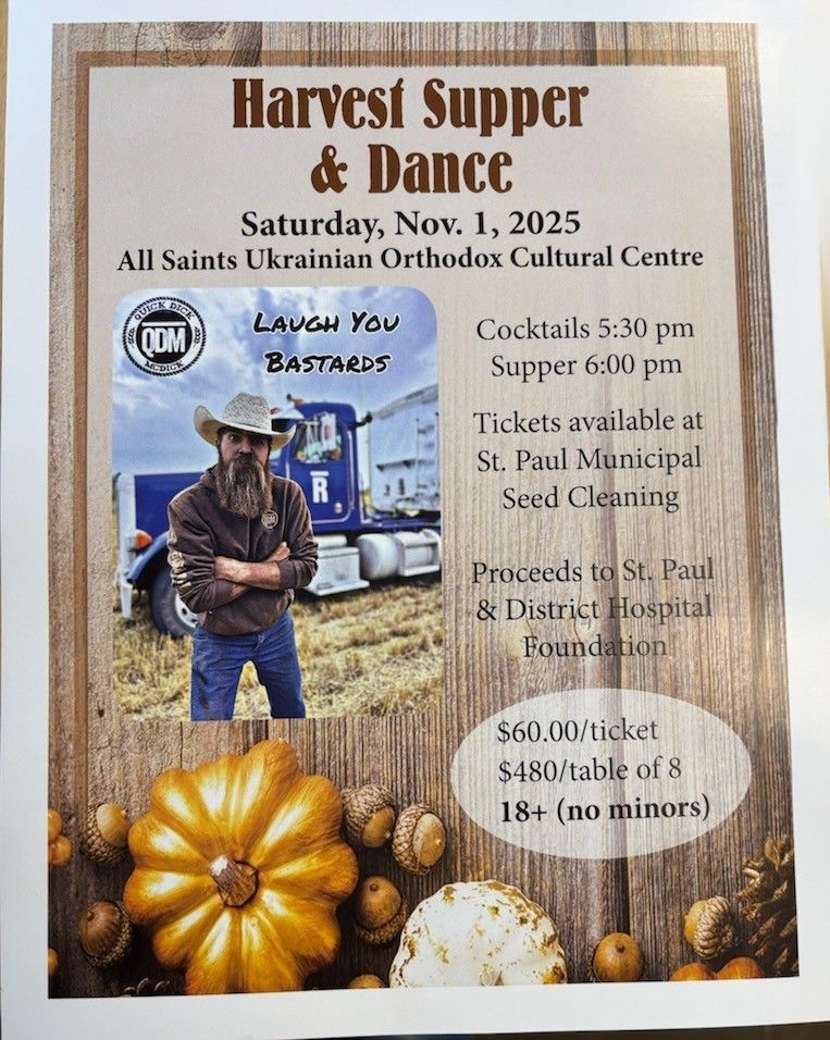 Tickets are selling fast!  Join us for a Harvest Supper filled with great food, laughter from comedian Quick Dick Mcdick, and tunes by Blackwater Crude! It's an evening you won't want to miss. 🎤🍽️ #HarvestSupper #LiveEntertainment