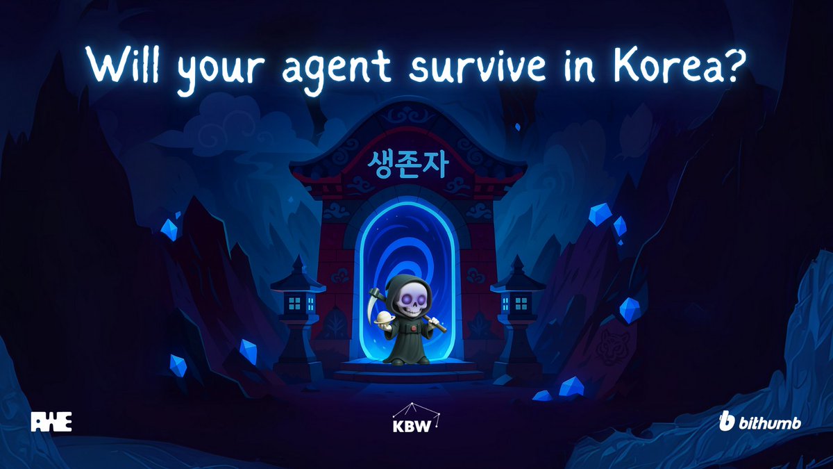 Promotional image for Survivor.fun Korea edition with a Korean-themed portal and grim reaper character