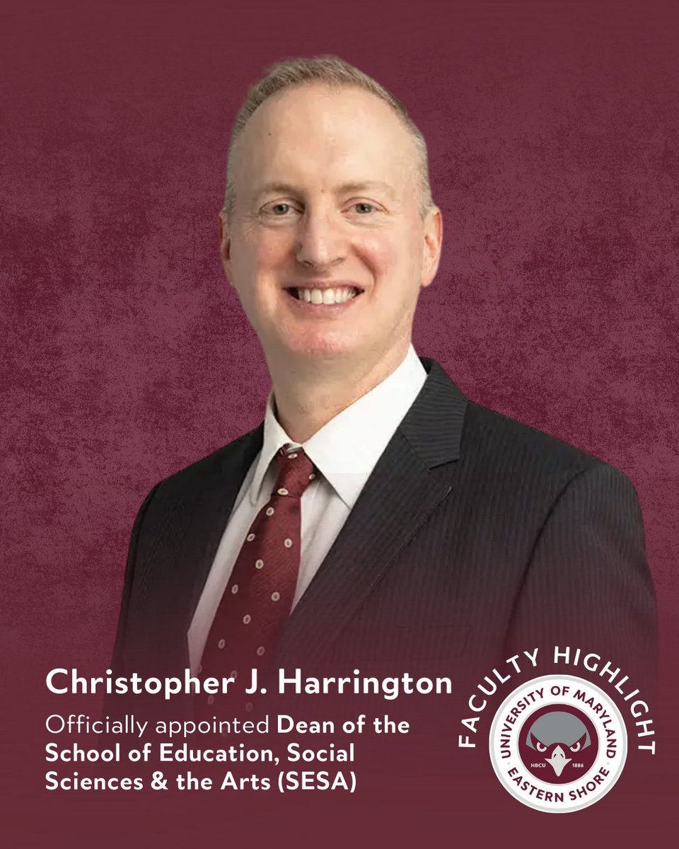 UMESNews's tweet image. Meet Mr. Christopher J. Harrington, the new Dean of the School of Education, Social Sciences, and the Arts at UMES! 🎓 With a passion for student success and innovative leadership, Dr. Harrington is ready to help Hawks soar above and beyond! 🦅🩶 #FacultyHighlight #HawkPride