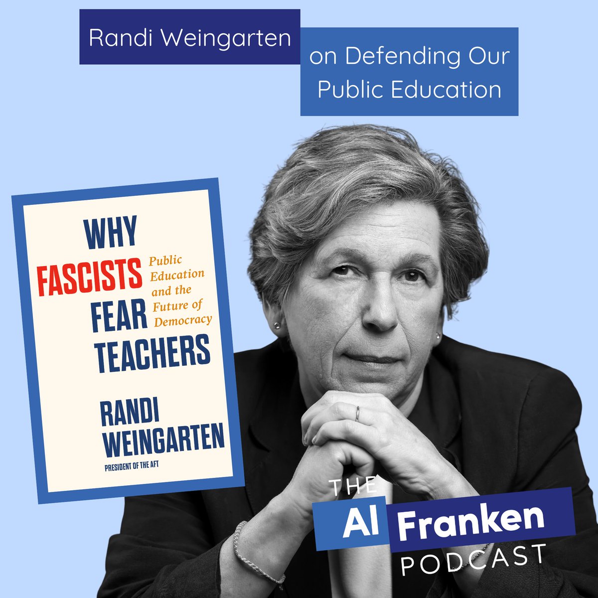 alfranken's tweet image. This Week on The Podcast: Randi Weingarten (@rweingarten), President of @AFTunion, joins us to discuss her new book on the systematic demonization of teachers and public education. Plus, charter schools, artificial intelligence, and more! Listen to the ep: podcasts.apple.com/us/podcast/ran…