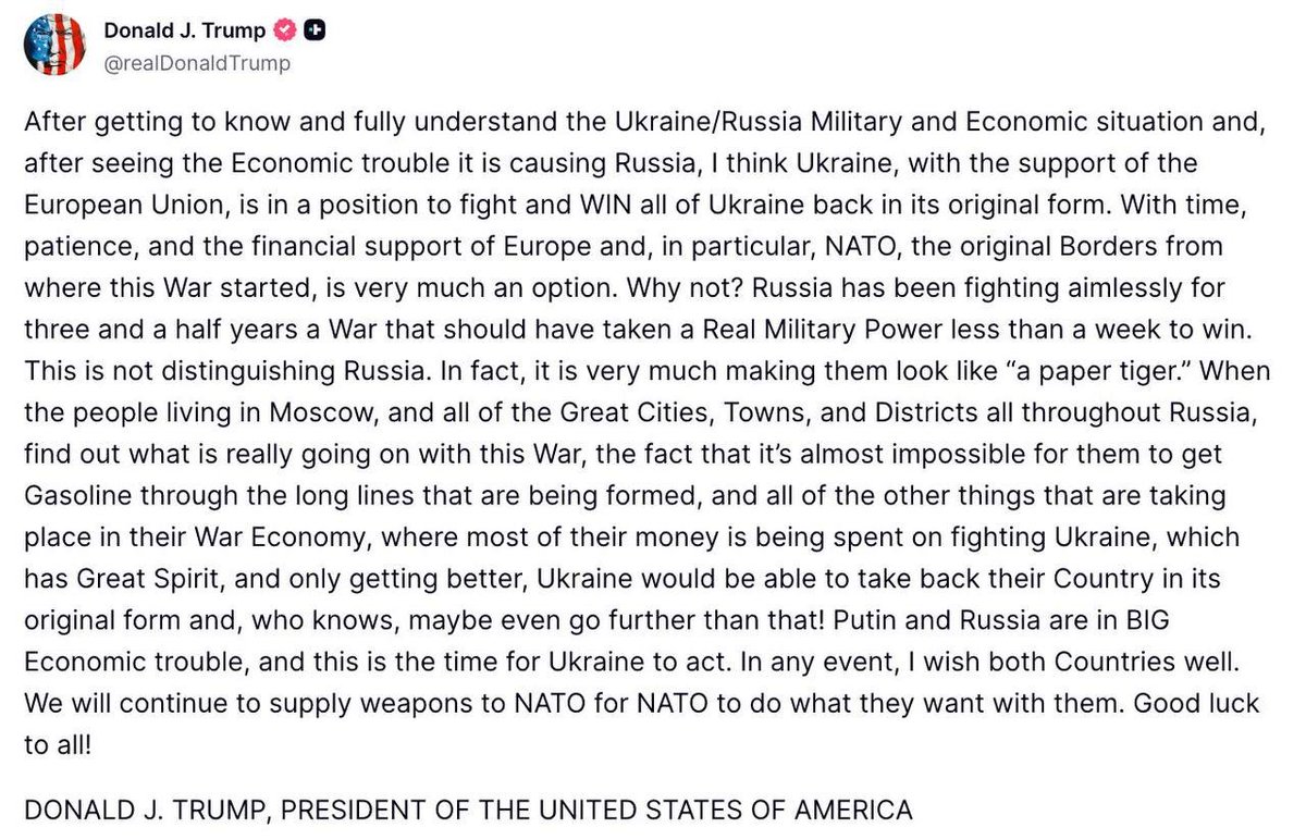 thesiriusreport's tweet photo. No one with a functioning brain takes this seriously. If Trump imagines this is going to remotely concern Russia or change their perspective on the war then he is living in cloud cuckoo land. https://t.co/110KqIOWai