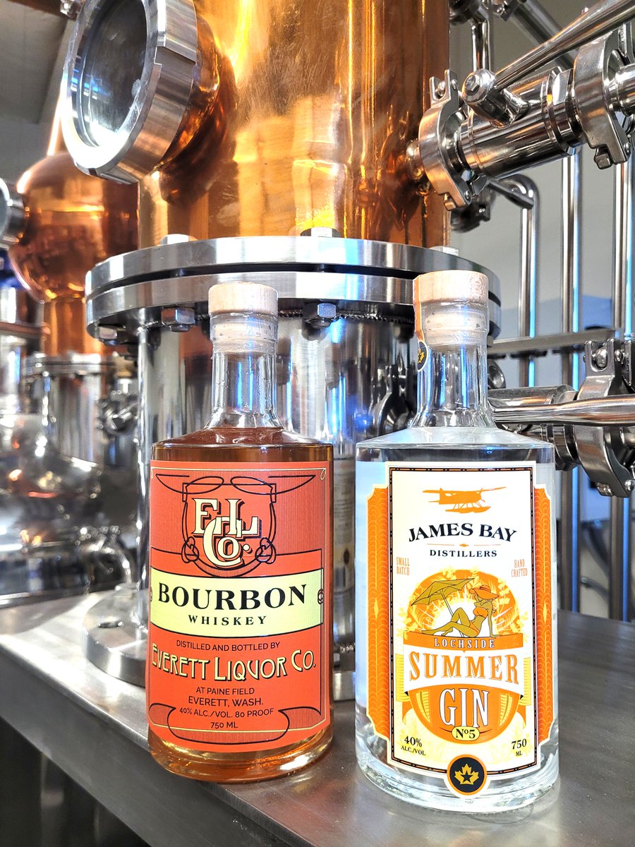 JamesBayDistill's tweet photo. Two of our favorites, Everett Liquor Co. Bourbon and our Summer Gin No. 5! At the distillery and online: https://t.co/Tdm0elcLP3, ships to WA and DC. #bourbon #gin #mukilteo #everettwa #snocoliving #craftdistilling Cheers! https://t.co/jI8ctdPINF
