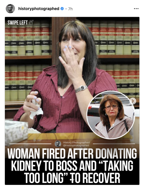 "Thanks for the kidney, but I've got a business to run, man ... " 

(h/t to <a href="/HistoryInPics/">History Photographed</a>)