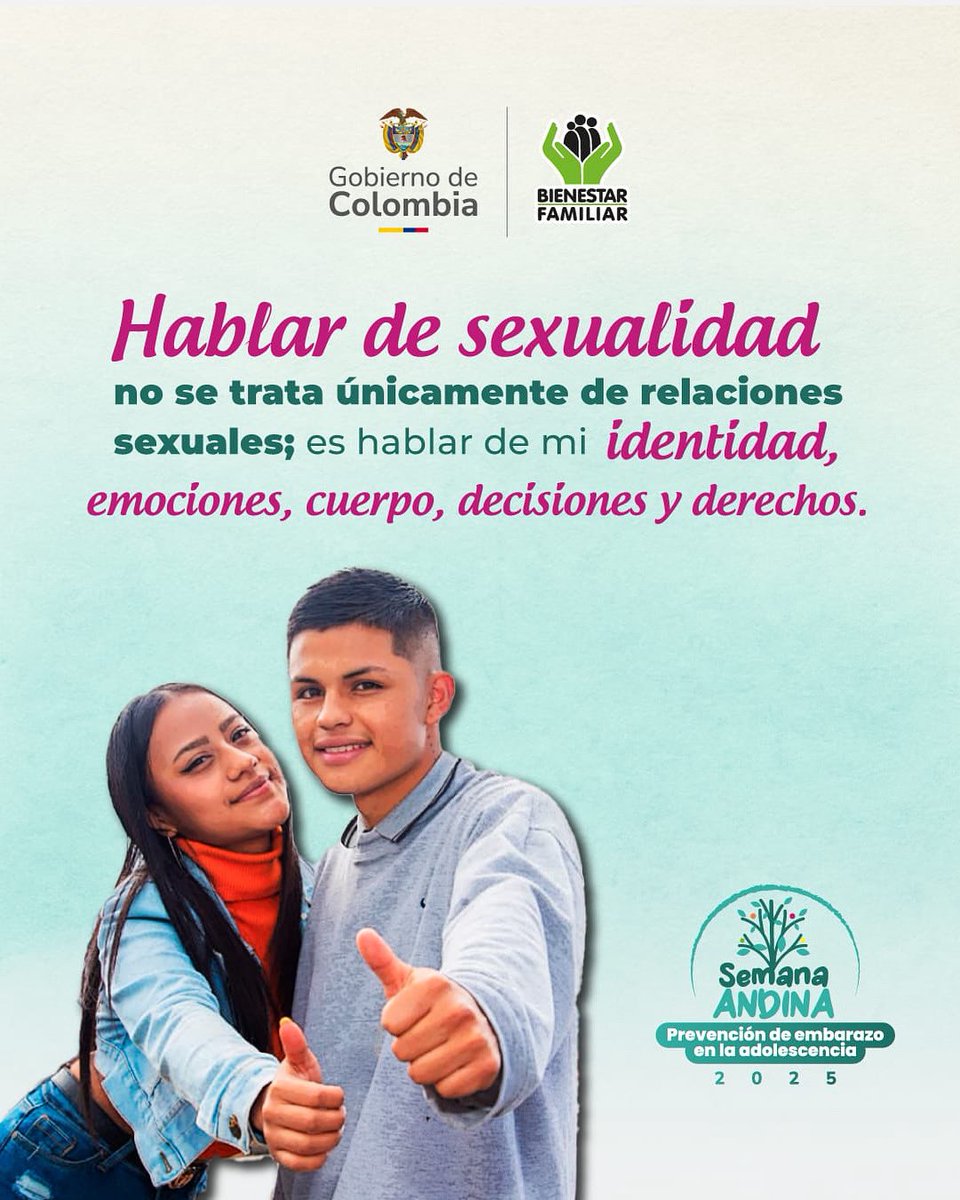 ICBFColombia's tweet photo. En #BienestarFamiliar conmemoramos la Semana Andina para prevenir el embarazo adolescente. Este año también hacemos un llamado a prevenir los matrimonios infantiles y las uniones tempranas. Las niñas y adolescentes deben tener #OpcionesDeVida #NiñasNoEsposas https://t.co/N3NvloOPgP