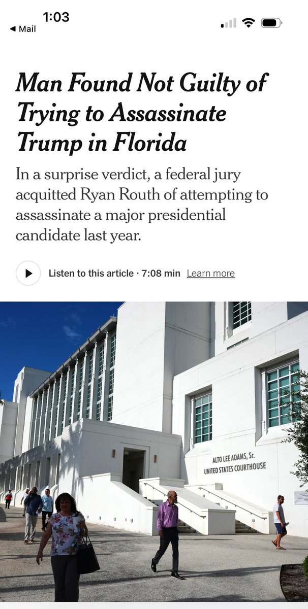 Clicked on the NYTimes story a short while ago re the trial of the would-be Trump assassin Ryan Routh, and read this… they did make a quick correction soon after, replacing Not Guilty with Guilty. In other news, Dewey defeats Truman.