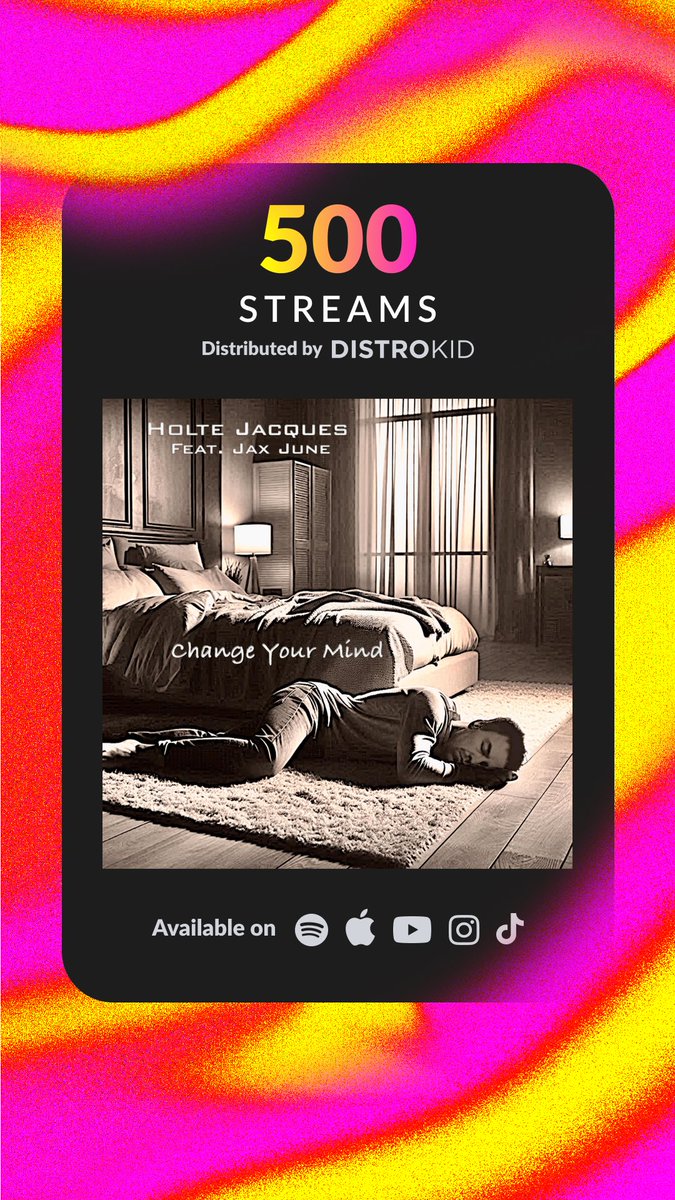 HolteJacques's tweet photo. 4 days 500 streams, no promo just a few social posts. Thanks for the support! 🍻

Spotify - https://t.co/JN4bWEeW4m

Apple - https://t.co/pRkeUyyT44

#changeyourmind #newsingle #newrelease #newmusic #newmusicalert  #SpotifyFreshFinds #pop #vesislava #goviral #DKHit @DistroKid https://t.co/OY9q5ZuOr4