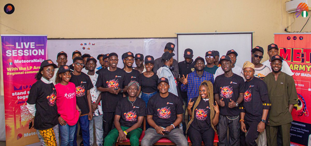 Group photo of attendees at MetNaija's campus tour event at University of Ibadan