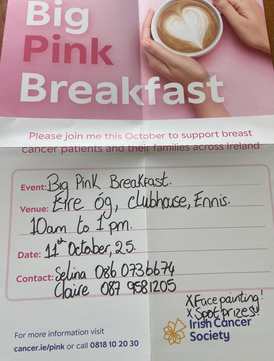 JohnSkerritt's tweet photo. My amazing sister is at it again!! This years @IrishCancerSoc Big Pink Breakfast is taking place on 11th October @CLGEireOgInis,it would be great to get as much support as possible on the day!! Last year was a MASSIVE success but let’s make this year even BIGGER!! #irishcancer https://t.co/cehsMHeUUa