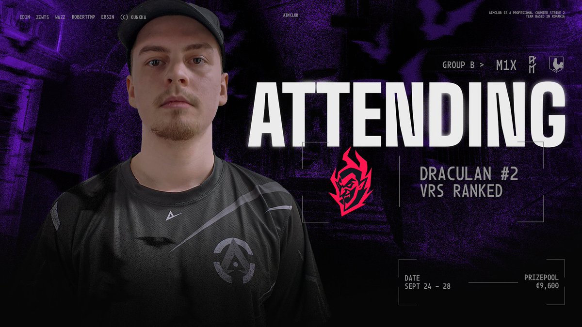 Aimclub_'s tweet image. We are officially attending DraculaN #2 – Group B.
Competition runs September 24-28 with a prize pool of up to €9,600
Focused. Prepared. Ready to deliver.