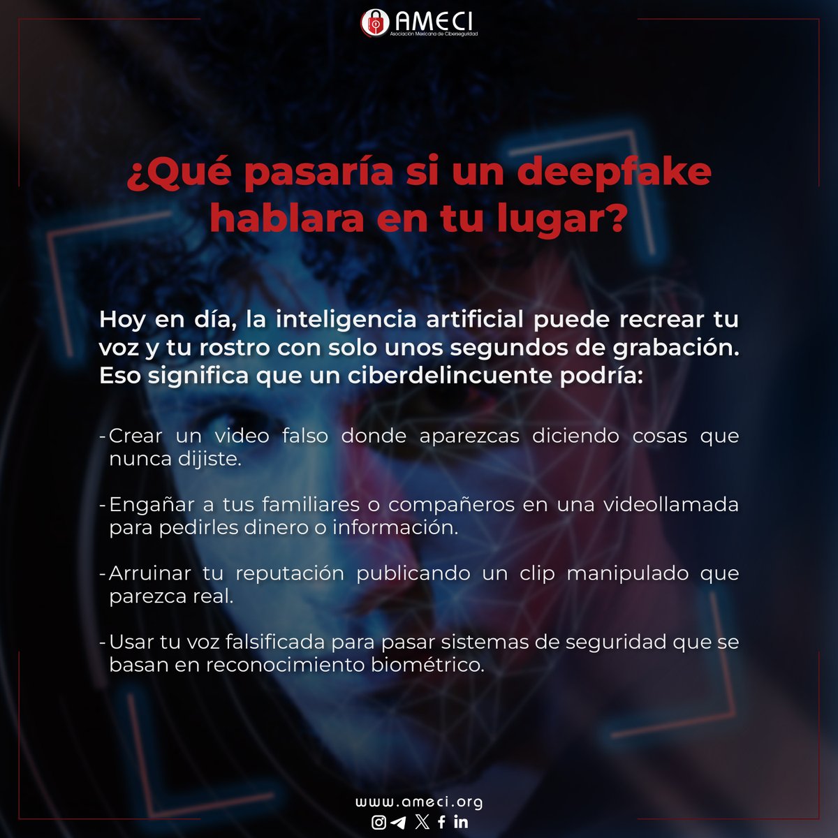 amecimx's tweet photo. 🔒 Síguenos, contenido exclusivo de ciberseguridad 🔒

Telegram: https://t.co/SZdApcOHnR 
Instagram: https://t.co/syKXEHTRt9
Canal de WhatsApp: https://t.co/WAOo80XAtQ 

#deepfake #ia #informacion #hackeo #ameci https://t.co/q70CsEYJLJ