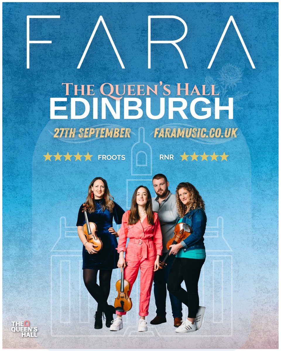 ✨Our biggest Edinburgh show happens this Saturday evening✨

Grab your last minute tickets and get yourselves along to The Queen’s Hall!! 
We’ll see you there. 

🏛️ The Queen’s Hall
📅 27th September 
🕰️ 8pm
🎟️ thequeenshall.net/whats-on/fara-…