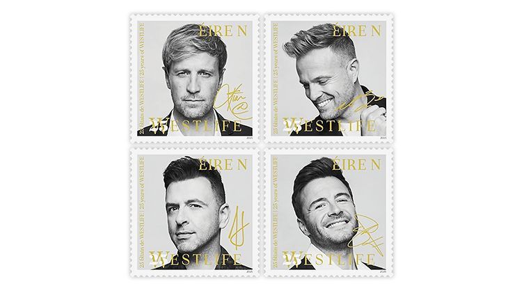 Irish boy band Westlife celebrated on Sept. 11 Ireland issue. linns.com/news/world-sta… #LinnsStampNews