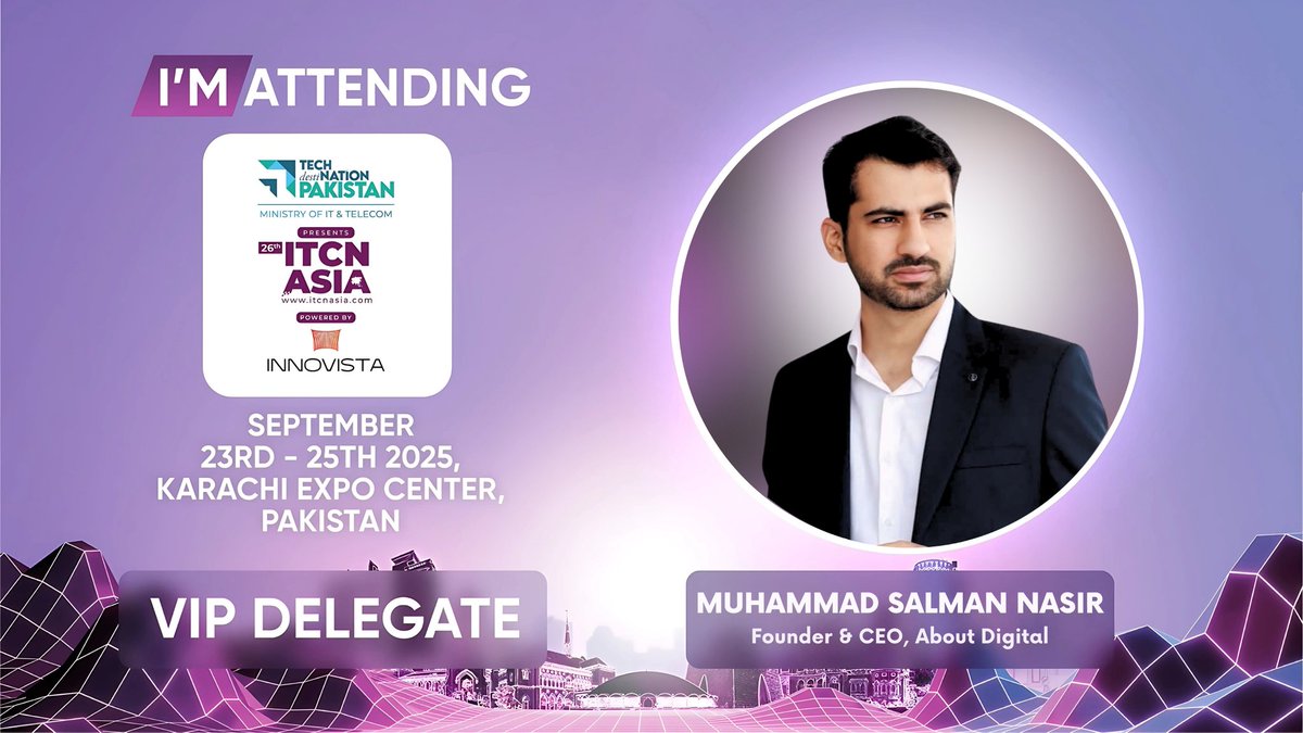 ImSalmanNasir's tweet image. Attending ITCN Asia 2025 at Karachi Expo Center from 23rd – 25th September.

Representing About Digital at Pakistan’s biggest Tech &amp;amp; Innovation showcase, powered by the Ministry of IT &amp;amp; Telecom.

#ITCNAsia2025 #AboutDigital #TechPakistan