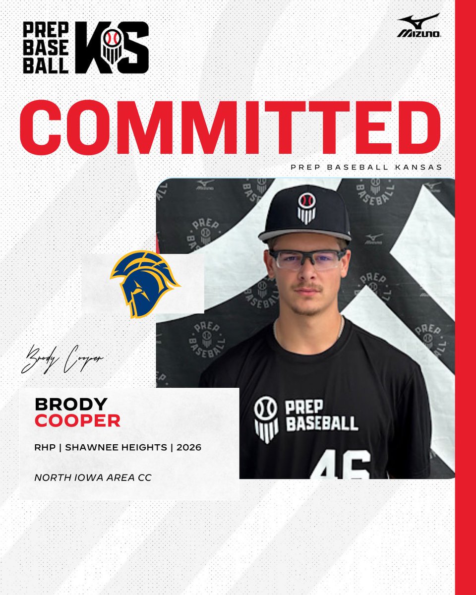 RHP Brody Cooper (Shawnee Heights, 2026) commits to North Iowa Area Community College

Cooper recently represented Team Kansas at the #CentralSSrG

<a href="/BrodyCooper65/">Brody Cooper</a>
<a href="/NIACCBaseball/">NIACC Baseball</a>

👤: loom.ly/GOM2i4E