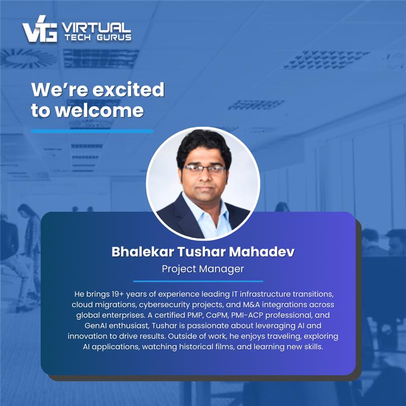 vtgindia's tweet image. 🌟 𝐖𝐞𝐥𝐜𝐨𝐦𝐞 𝐓𝐮𝐬𝐡𝐚𝐫 𝐁. 🌟

Excited to have you join us as Project Manager at Virtual Tech Gurus! Your expertise will help drive impactful projects and future growth.

#WelcomeAboard #TeamGrowth #VirtualTechGurus