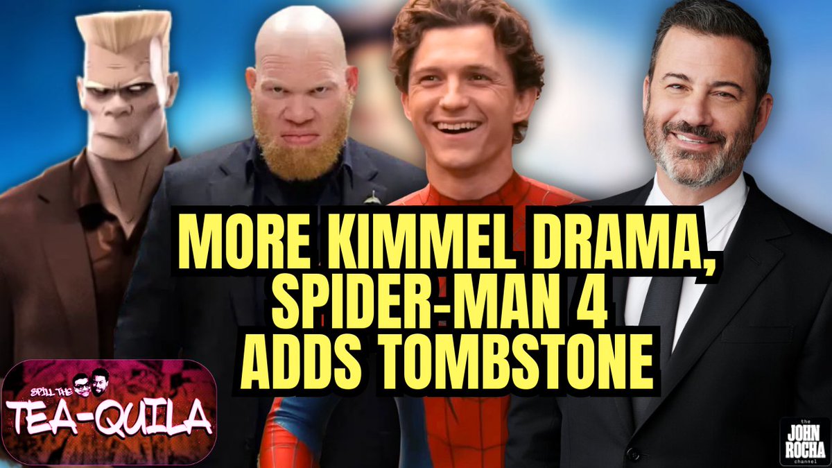 Me and <a href="/TheSwaggyBlerd/">Winston A. Marshall</a> are back LIVE at 4pm PT today with a new SPILL THE TEAQUILA!

We talk:
- Spider-Man 4 adds its Tombstone
- more Jimmy Kimmel drama from Nexstar
- Week 3 NFL stories, Disney Plus raises its prices, Baywatch reboot and more!

📺 youtube.com/live/uinIezDps…