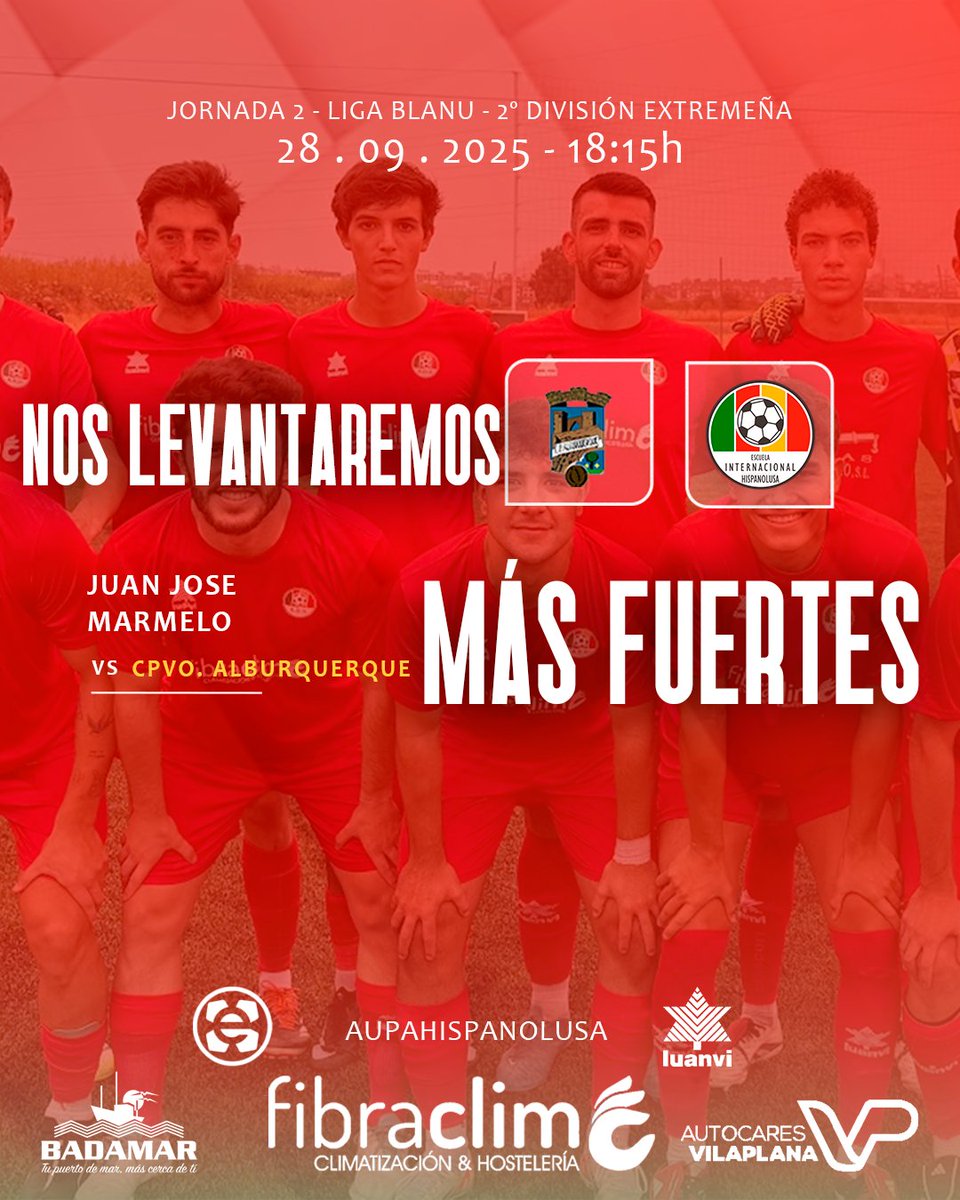 ⭐️NOS LEVANTAREMOS MÁS FUERTES 🦾

Viajamos este Domingo para disputar nuestro segundo partido ante @cpalburquerque

Seguro que será un gran partido, donde los nuestros darán todo por traerse a casa los 3 puntos

#AupaHispanolusa