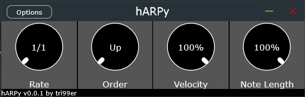newgene___'s tweet photo. I created a simple FOSS arpeggiator midi effect called hARPy as part of learning @JUCElibrary. You can control rate, order, velocity and length of arpeggiated notes. It matches the BPM and time signature of hosts (DAW etc.).
#vst3 #vst #audio #programming https://t.co/ciuOI8q6LT