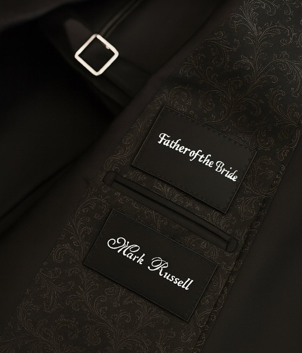 Custom tuxedo by Mark Russell Custom Clothing Boca – crafted exclusively for the Father of the Bride. Timeless elegance, perfect for life’s most important moments
