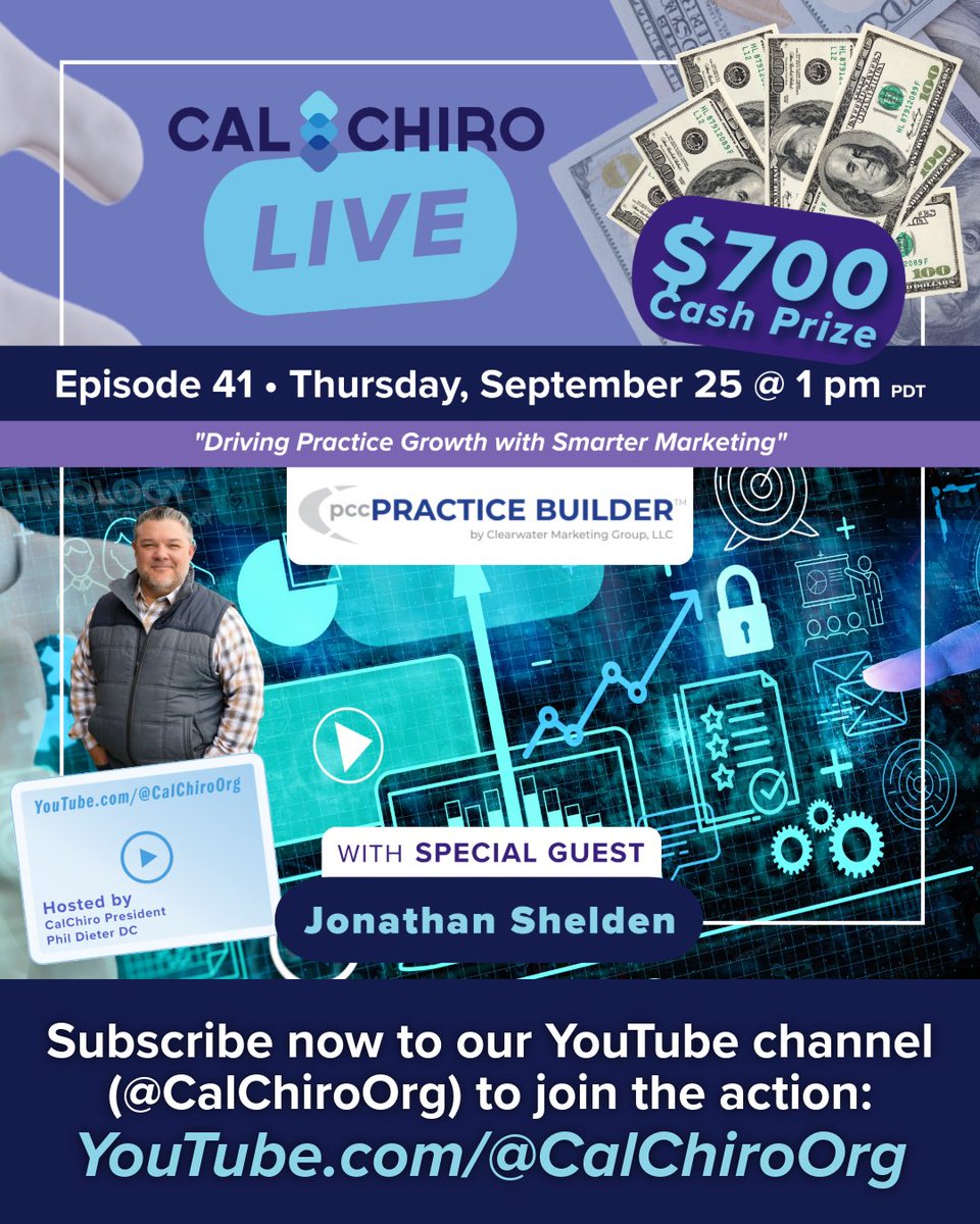 CalChiroOrg's tweet image. Want smarter ways to attract new patients? 📈

See how this Thursday at 1 pm in our next CalChiro LIVE—Episode 41!

Bookmark to watch LIVE: YouTube.com/@CalChiroOrg #CalChiroLIVE #PracticeGrowth