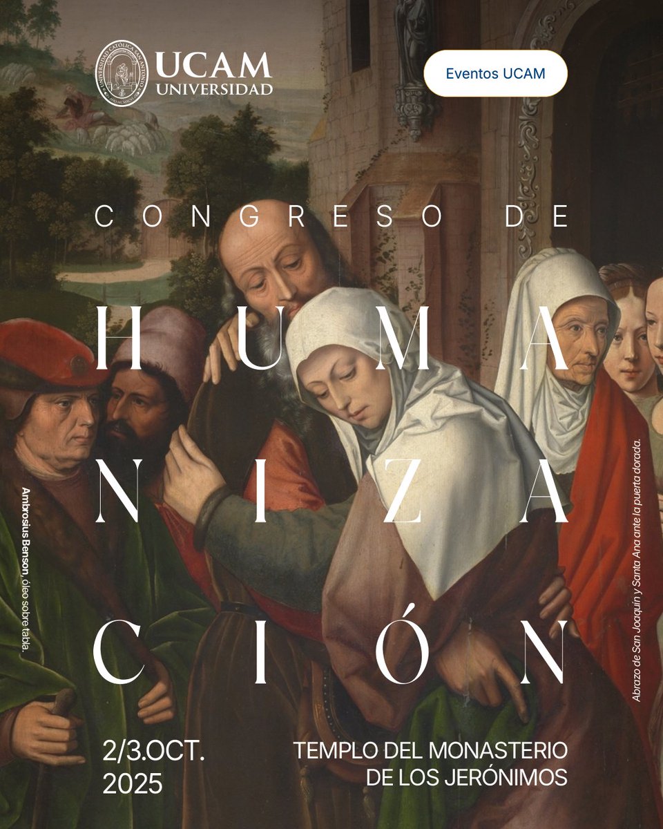 📢 Congreso Internacional sobre Humanización y Cuidados a Mayores
🗓️ 2 y 3 de octubre 
📍Templo del Monasterio de los Jerónimos
🎓 Organiza: Vicerrectorado de Extensión Universitaria

🔗 Más info e inscripción: eventos.ucam.edu/137295/detail/…