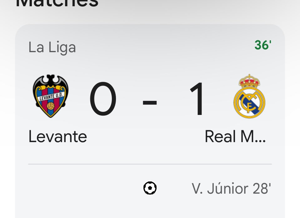 BTW Real Madrid is winning 
Goal for Vinicius Junior