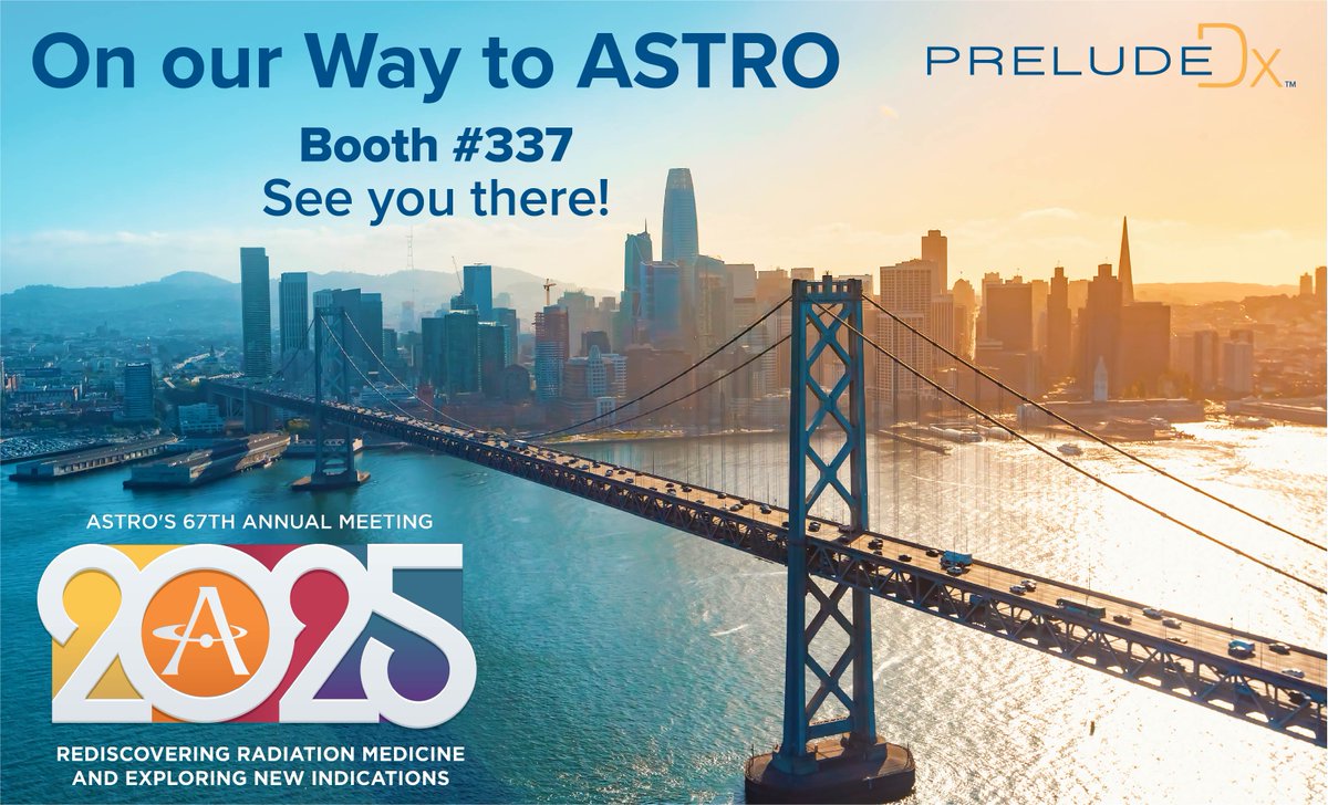 PreludeDX is on our way to San Francisco for #ASTRO25! Hear the latest from our Red Journal 
Clin-Path study, DCISionRT research, and what’s next with AidaBreast. So many ways to connect—we can’t wait to see you! #ASTRO2025