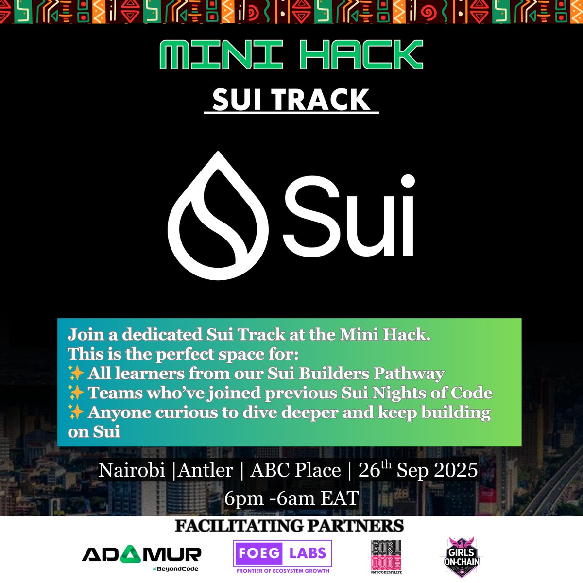 Nights of Code: Mini Hack Edition - Build on Sui

If you&gt;&gt;
A. Completed Sui Builders Pathway...
B. Joined a Sui Nights of Code before..
Or
C. You are looking to build on Sui...

This Friday. come 
🔹 Experiment with real-world use cases
🔹 Collaborate with fellow builders and