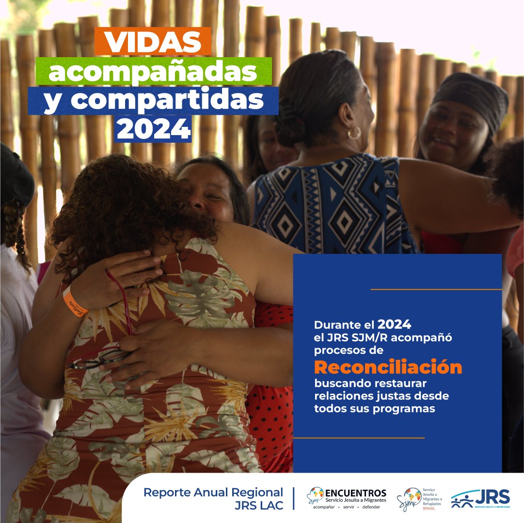 #ReporteAnual2024 📄 | 👣 ¿Sabías que durante el 2024 #JRS y #SJM/R acompañó a personas refugiadas, migrantes y desplazadas forzadas en 🇵🇪 🇧🇷 🇪🇨 🇨🇴 🇻🇪 🇲🇽? 
 
👉🏾Conoce más: is.gd/4KEhqG
