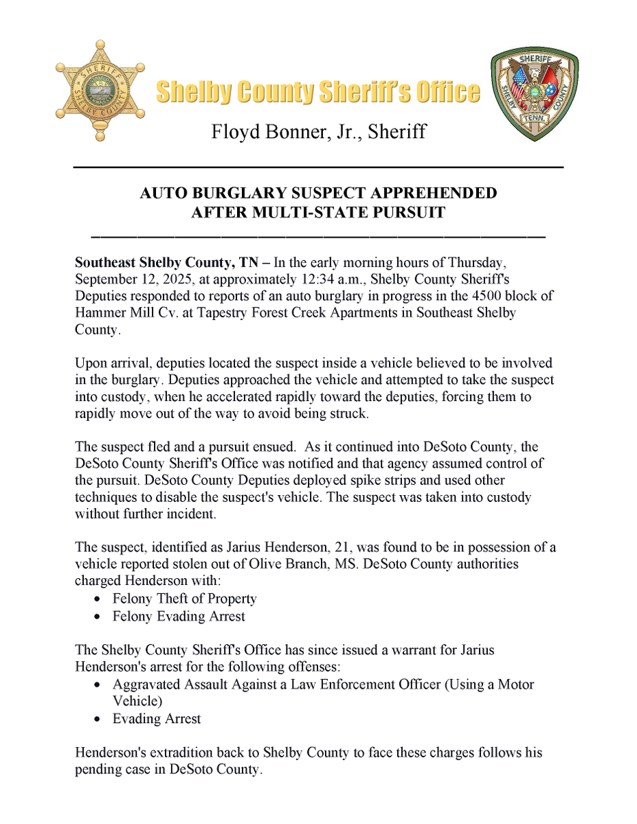 ShelbyTNSheriff's tweet photo. https://t.co/zcTEGKjpQl
