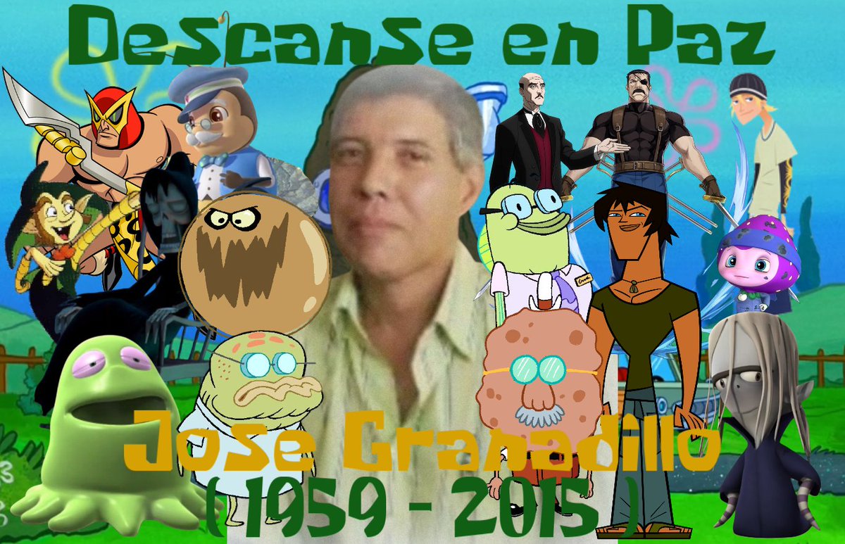 Camelo2017's tweet photo. Un día como hoy, se cumple 10 años del fallecimiento de #JoseGranadillo y de mi parte hice esta imagen. Espero que les guste y que en paz descanse.
#BobEsponja #DramaTotal #LaEscuelaDelTerrorDeCasper #LocosDieciseis #FullmetalAlchemist #JusticiaJoven #BatmanElValiente #WinxClub https://t.co/FRosLsdN3a