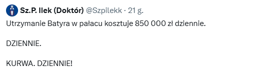 jak powszechnie wiadomo, gdyby Prezydentem został Rafał Trzaskowski utrzymanie jego kancelarii kosztowałoby nas 50 złotych i to jeszcze wrzucone w koszta