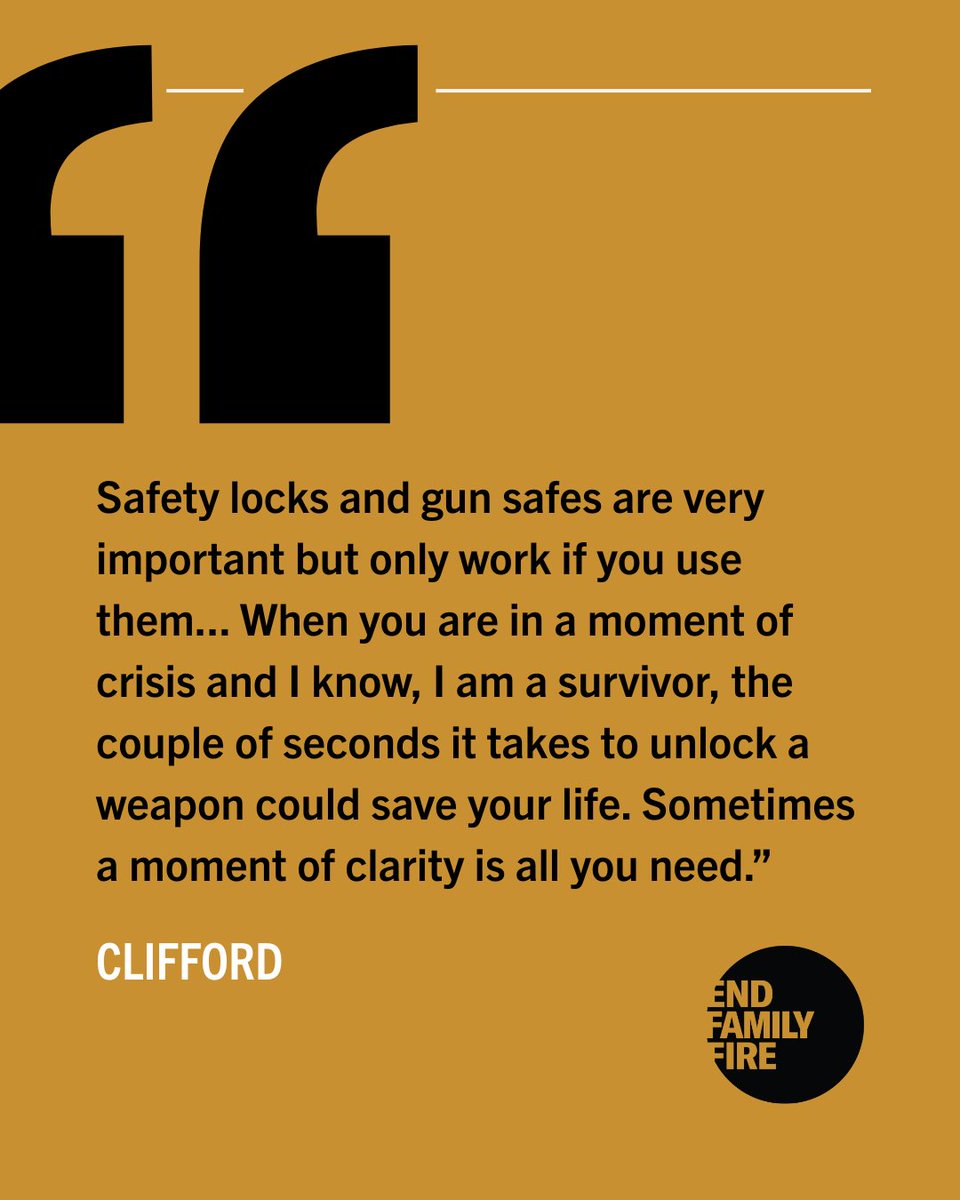 As a survivor, Clifford wants to remind his fellow service members about the importance of responsible gun ownership. 

Over half of all gun deaths in America are suicide. By working together to store guns safely, we can #EndFamilyFire and save lives.