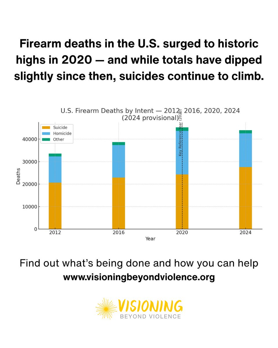 These numbers are alarming. At Visioning Beyond Violence, we’re working to change this through art, education, and community action. Learn how you can be part of the change at VisioningBeyondViolence.org.#GunViolenceAwareness  #PreventGunViolence #CommunityHealing