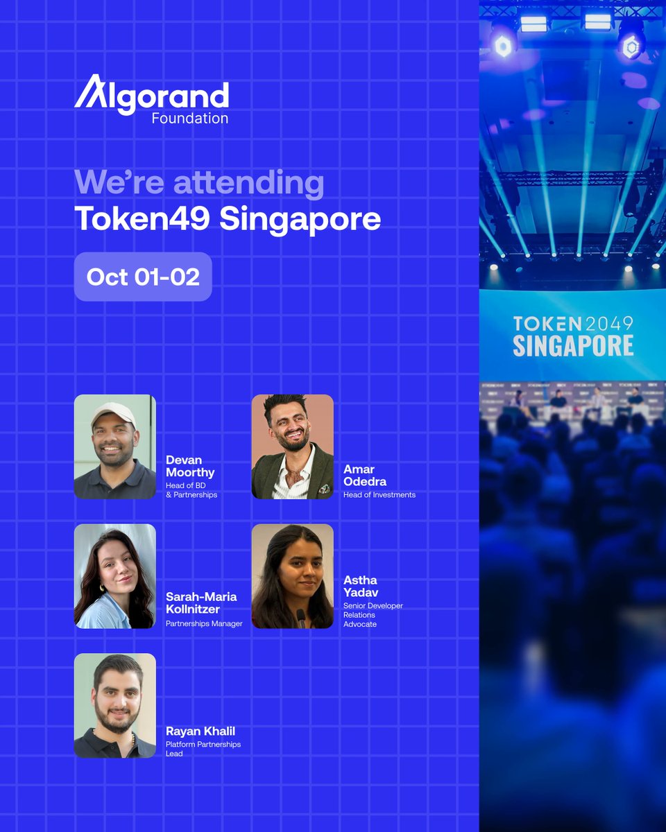 AlgoFoundation's tweet image. We'll be in attendance @token2049 Singapore.
Join our team on the ground, including: @devanmoorthy, @AmarOdedra, @sarahxmary, @Astha_Yadav27 & @RayanKhalil.
ICYMI: Weโll also be hosting a side-event with @nansen_ai
Sign up below!