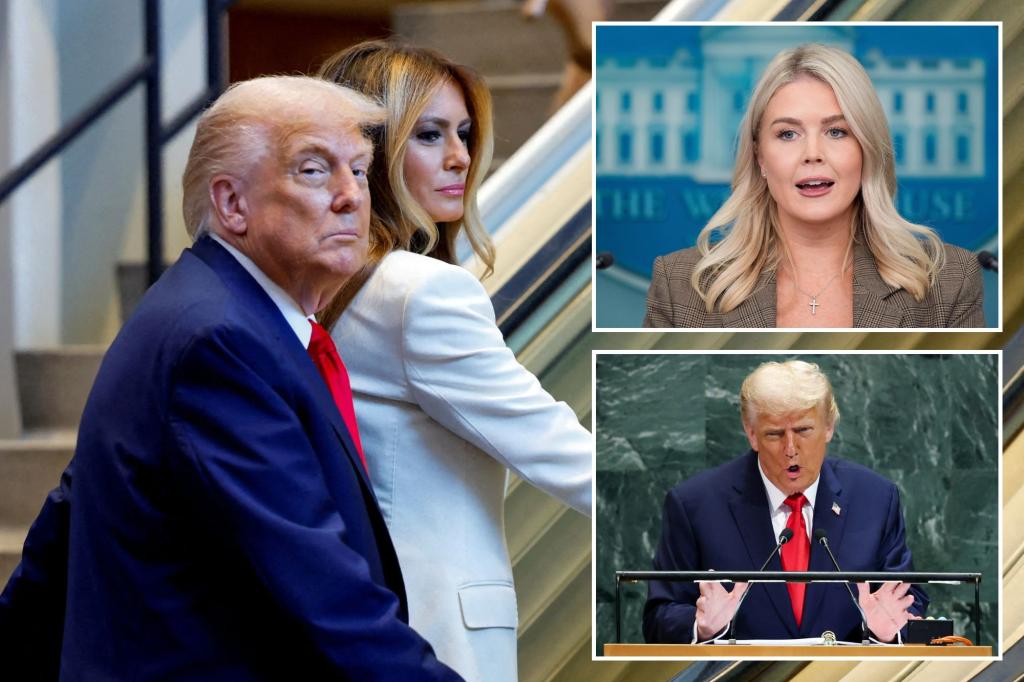 nypost's tweet image. Leavitt demands UN probe if staff ‘deliberately’ stopped escalator for Trump trib.al/jT1ahPW