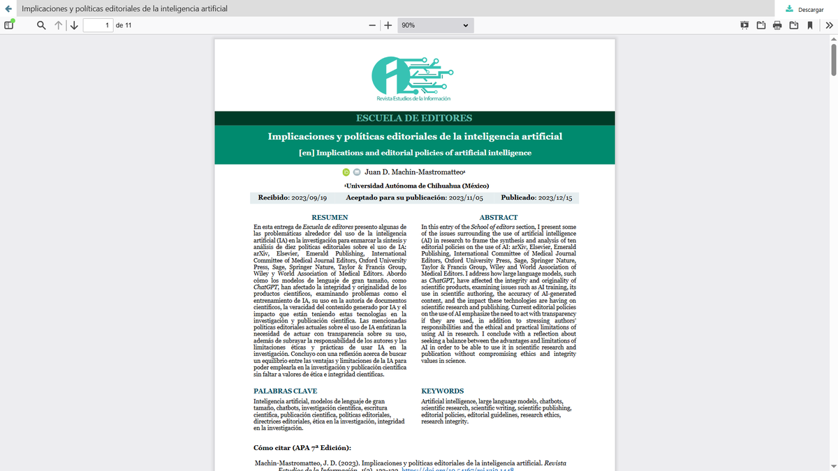 🤖📚 Implicaciones y #políticas editoriales de la #InteligenciaArtificial 🧠📝 doi.org/10.54167/rei.v…
🔊🎧 Versión "audiolibro" 📖▶️ youtu.be/SURIHtWWcno #IA #editores #RevistasCientíficas