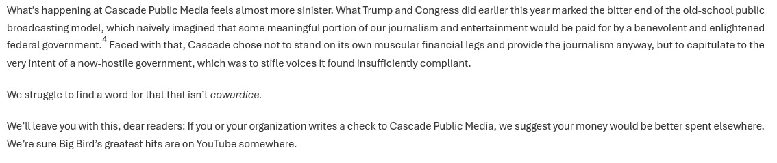 David Kroman (@kromandavid) on Twitter photo Fiery take on the death of Crosscut from <a href="/PaulQueary/">Paul Queary</a> (though I think there were some pretty good years for Crosscut in there, even if he's right that it was never allowed to be what it could have been) washingtonobserver.substack.com/p/death-of-a-n… Fiery take on the death of Crosscut from <a href="/PaulQueary/">Paul Queary</a> (though I think there were some pretty good years for Crosscut in there, even if he's right that it was never allowed to be what it could have been) washingtonobserver.substack.com/p/death-of-a-n…