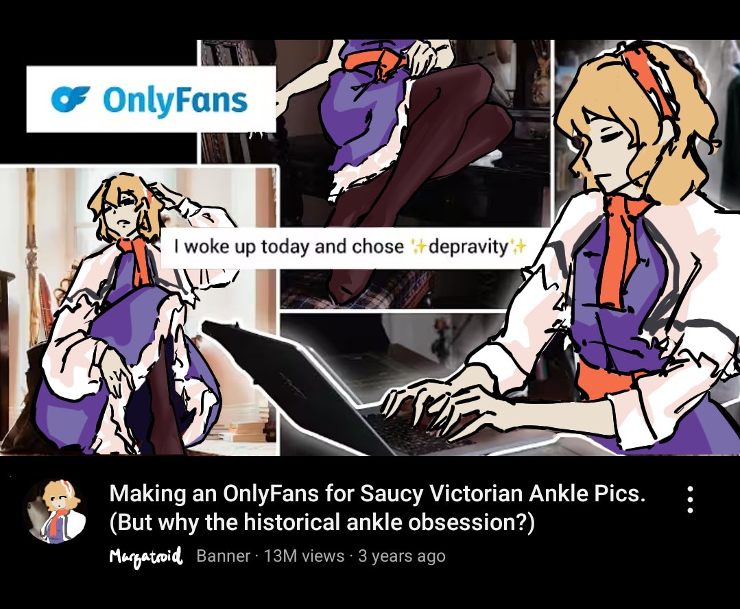 MarisaKiri8217's tweet image. New from Alice Margatroid:
Making an OnlyFans for Saucy Victorian Pics.
(But why the historical ankle obsession?)
#東方Project #東方 #touhouproject #touhou #アリス・マーガトロイド
referenced original vid: youtu.be/fSxQHQ_1gX4