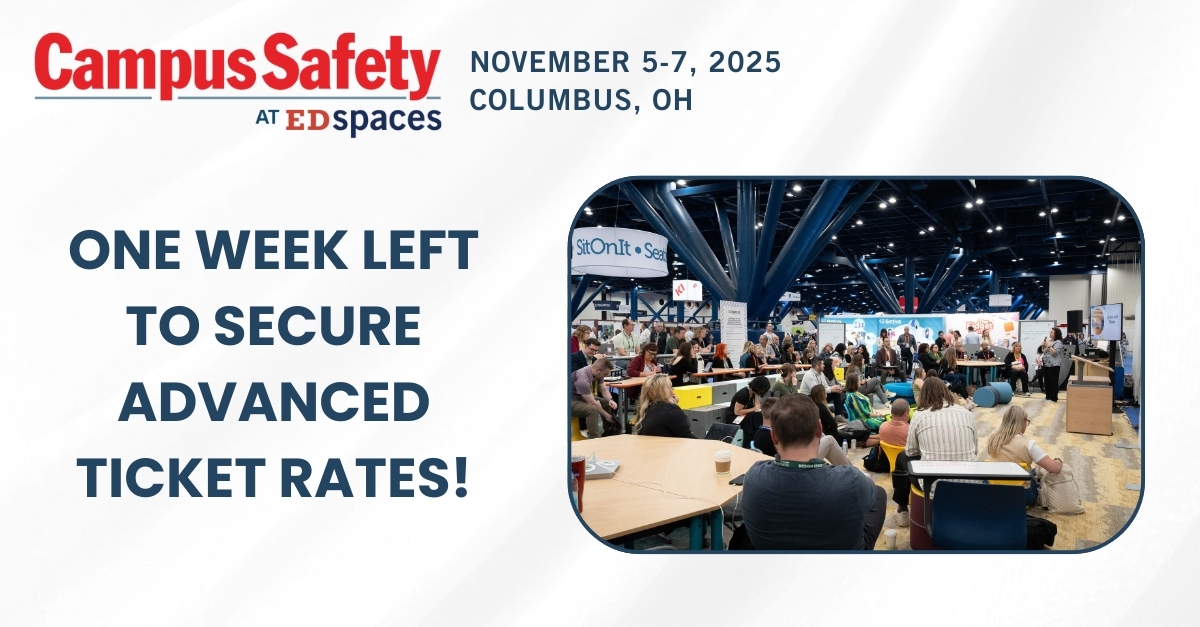 The leaves are changing 🍂 and so are Campus Safety @ EDspaces ticket prices! Advanced rates end Tuesday, Sept. 30. Lock in your savings before prices rise and join us Nov. 5-7 in Columbus, OH! hubs.ly/Q03KGdCt0