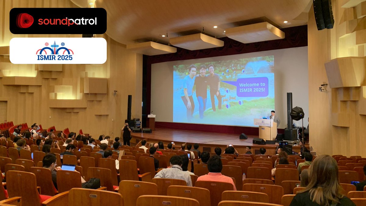 🚀 <a href="/TheSoundPatrol/">SoundPatrol</a>  at <a href="/ISMIRConf/">ISMIR Conference</a> 2025 – Day 1 Highlights

• Two engaging talks + poster sessions showcasing the latest in MIR.

• A visionary keynote from Lee Soo-man, the father of K-pop, presenting groundbreaking gaussian splatting work for infinite 3D video.

KAIST’s