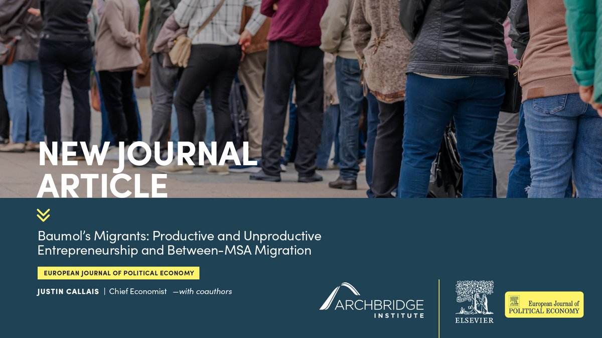 New research by <a href="/JustinTCallais/">Justin Callais</a>, <a href="/VincentGeloso/">Vincent Geloso</a>, <a href="/AliciaPlemmons/">Alicia Plemmons</a>, and <a href="/_WagnerG_/">Gary A. Wagner</a> uses the <a href="/ArchbridgeInst/">Archbridge Institute</a>'s Net Productive Entrepreneurship Index to analyze migration between regions.