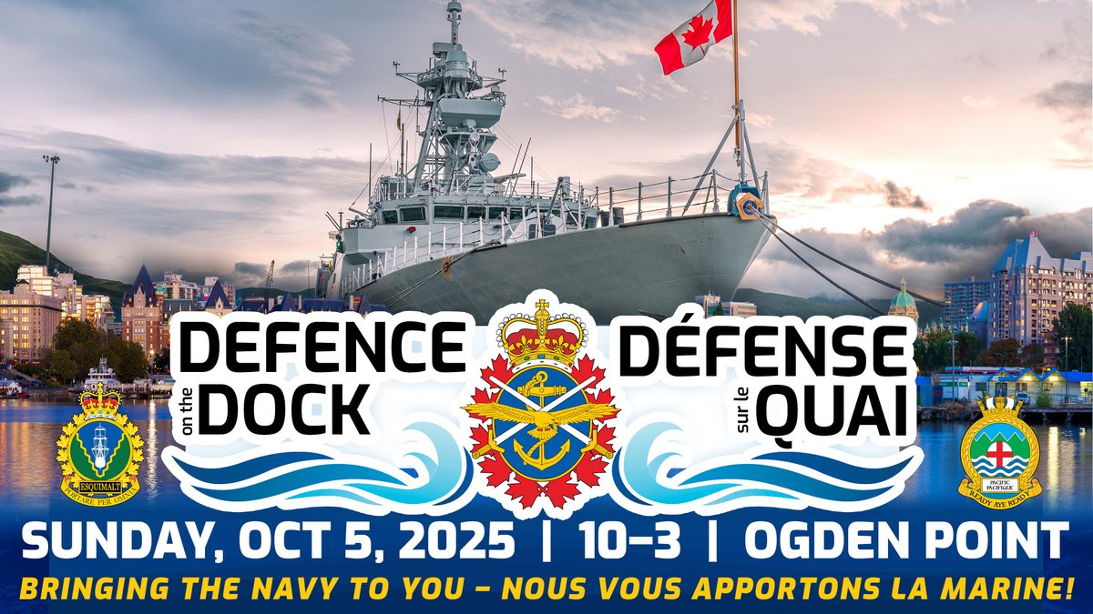 Bring the kids to Defence on the Dock at Ogden Point on Sunday Oct 5! 
Enjoy a Sport Zone, displays &amp; children can enter to be 'Base Commander for a Day'!

Find more info - canada.ca/en/navy/campai…
