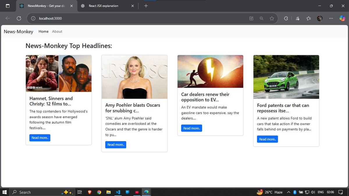 guptaAtharv07's tweet image. Day 15 of #100DaysOfCode ✅

-Started a new project with @codewithharry while learning ReactJS from his playlist.
-Solved Q98 from @striver_79’s sheet — feeling confident about BST!

#LearnInPublic #DSA #webdev #WebDevelopment #sde