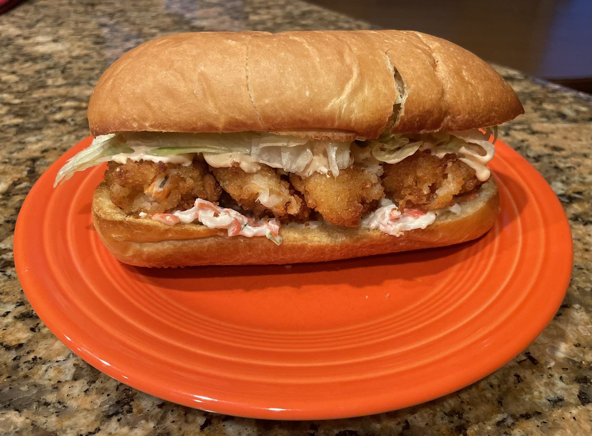Crab and Shrimp Po Boy tonight w/ Habanero crema.