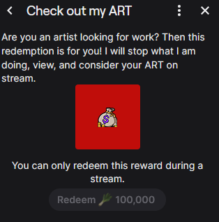 EliminateUI's tweet photo. If you do not support my work, I will not support your work PERIOD

If you want me to check out your ART you have one option. Follow my twitch and contribute in a meaningful way and earn 100,000 points and I will look at and consider your art! https://t.co/oDUSeB3e9L https://t.co/WF9KcFRvHH
