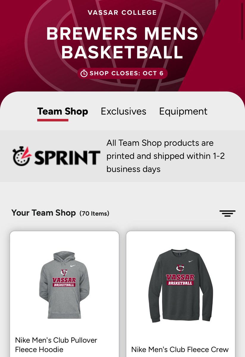 CoachMee's tweet photo. π₯ππ₯ Vassar Menβs Basketball Team Store is OPEN!
New Season means new gear needed to rep your Brewers.
π Shop here: https://t.co/TM1NK5wVVb
β³ Closes October 6th
#BrewerPride #TeamStore #LibertyLeague #D3Hoops #Vassar https://t.co/4k7o8HFwlT