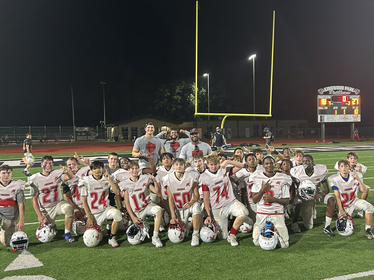 Congratulations to the 8A boys on tonight’s 27-18 win! #KMSCougarPRIDE <a href="/HumbleISD_KMS/">Kingwood Middle</a> <a href="/HumbleISD_Ath/">Humble ISD Athletics</a>